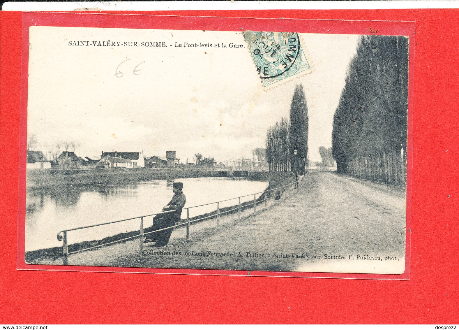 80 SAINT VALERY Cpa Animée Pont Levy Et Gare        Photo Poidevin - Saint Valery Sur Somme