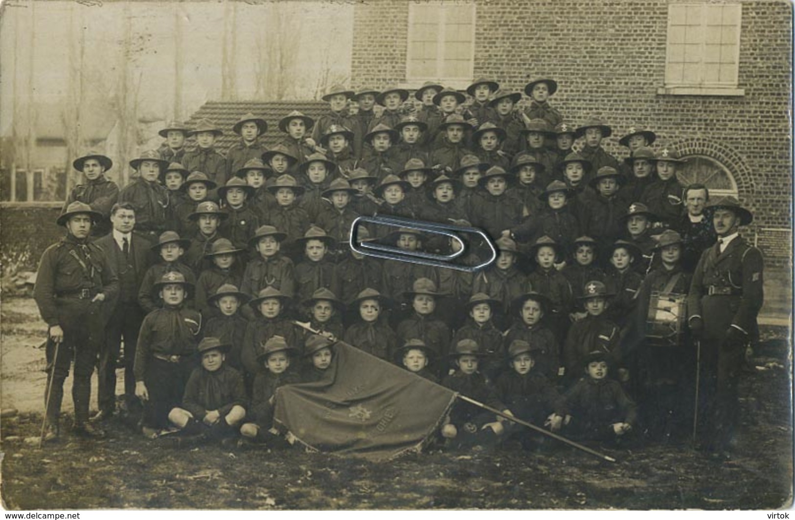 Enghien : Carte Photo : Sur Le Drapeau ' Bois Scouts ' - Enghien - Edingen