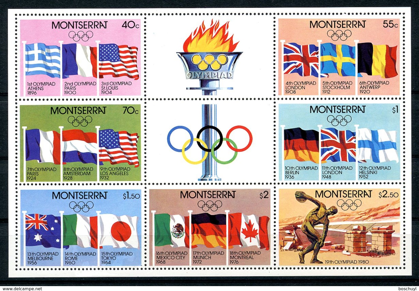 Montserrat, 1980, Olympic Summer Games Moscow, Sports, Flags, MNH, Michel Block 23 - Montserrat