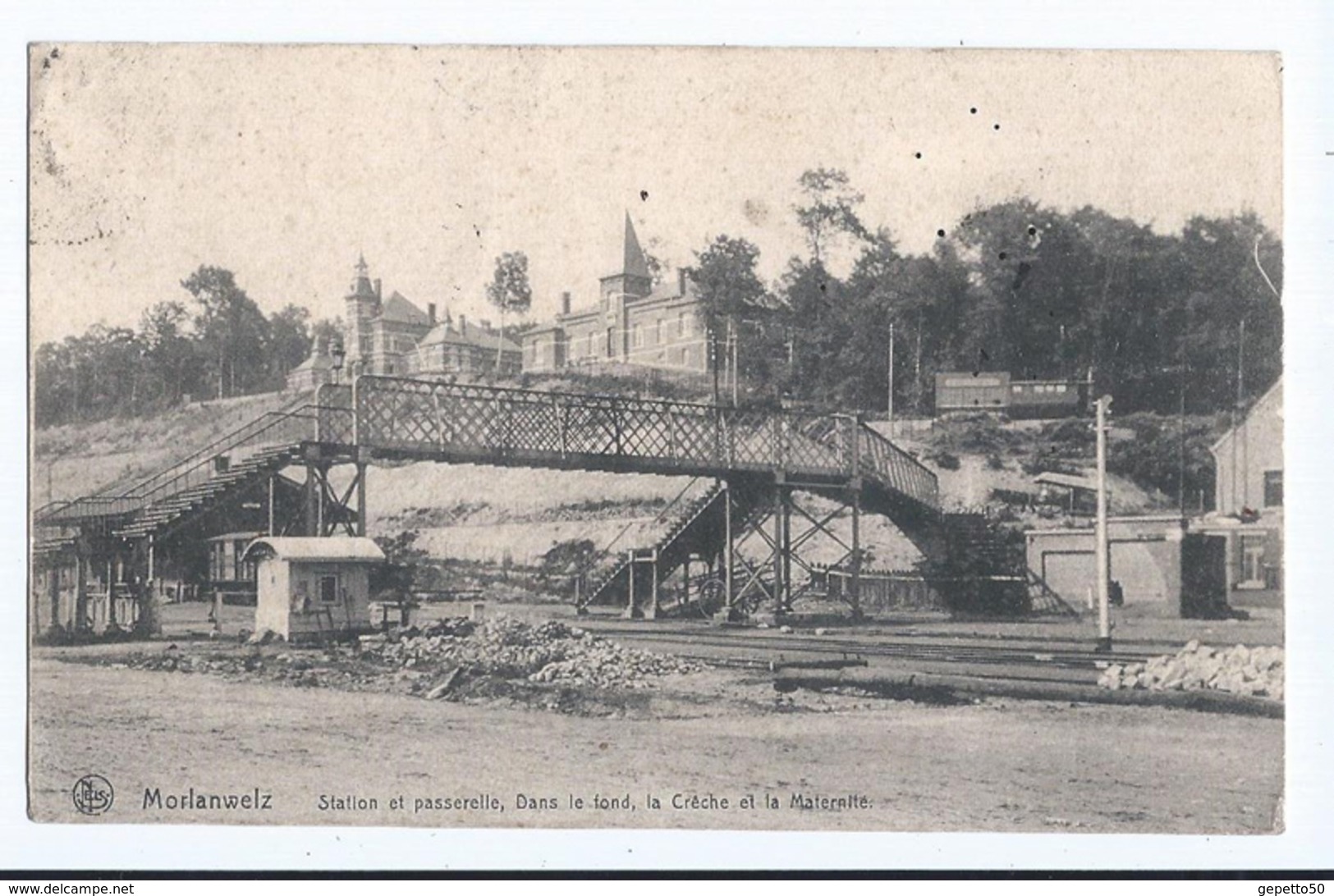 Morlanwelz Mariemont Station Et Passerelle La Crêche Et La Maternité Ed Nels Oblitérée Morlanwelz 1910 - Morlanwelz