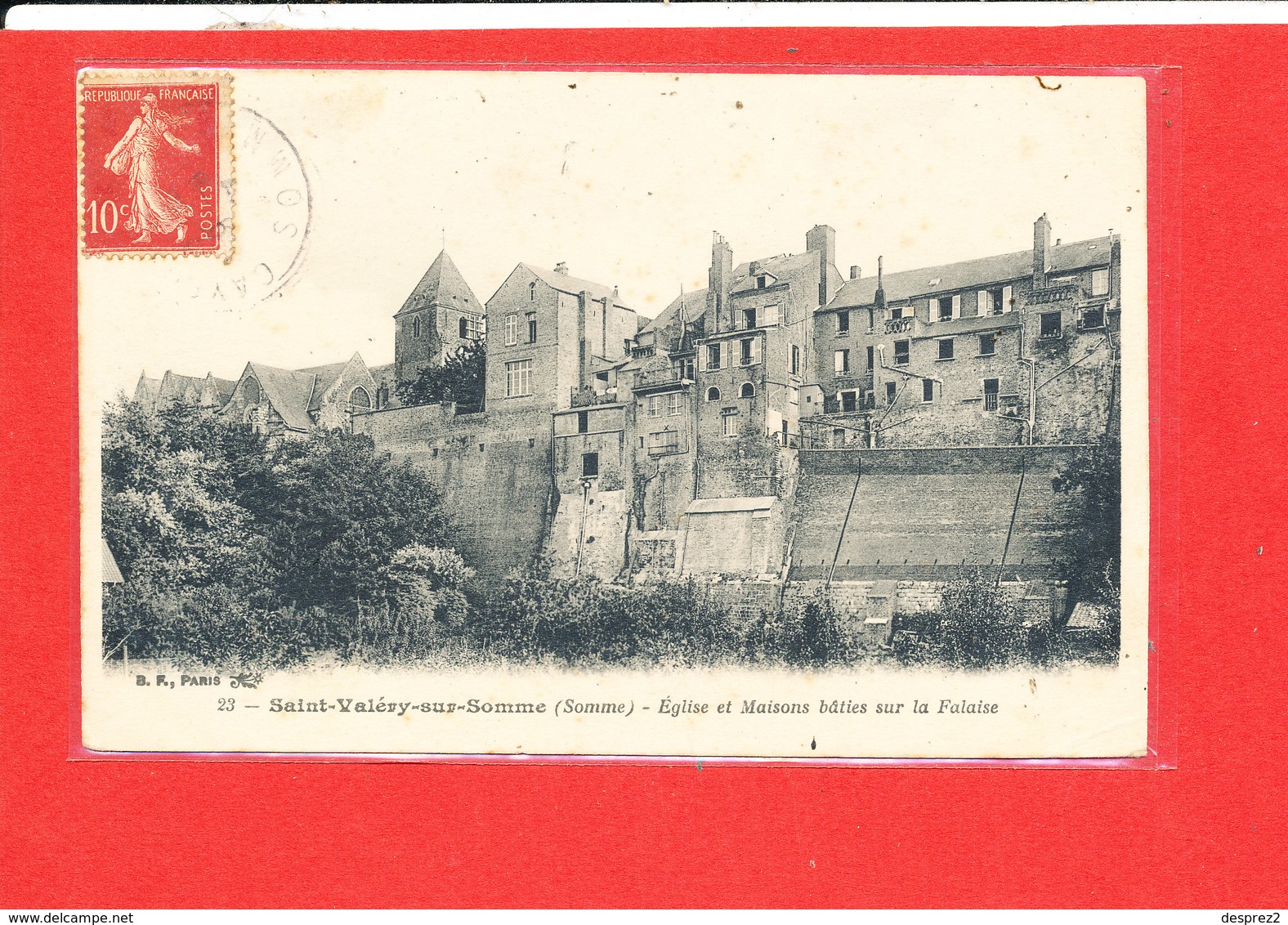 80 SAINT VALERY Cpa Eglise Et Maisons Baties Sur La Falaise     23 BF - Saint Valery Sur Somme