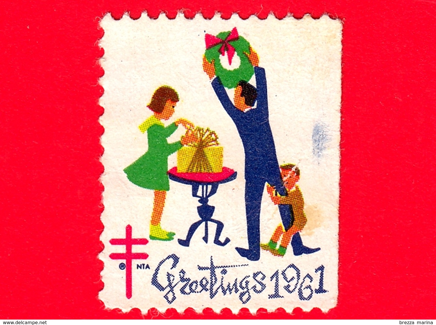 USA - STATI UNITI - Usato - 1961 - Natale - Greeting - Christmas - Regali - TBC - Etichette - Usati