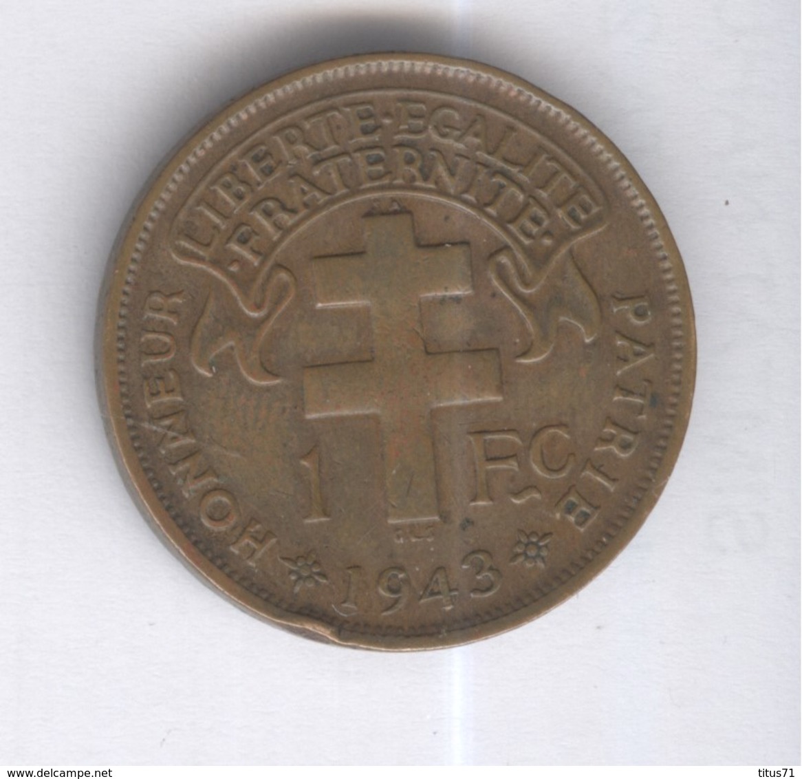 1 Franc Madagascar 1943 TTB ( Lot 2 ) - Sonstige & Ohne Zuordnung