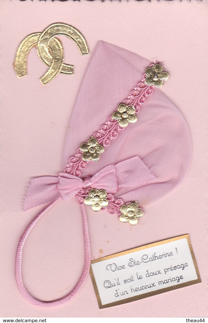 ¤¤    -   Carte Fantaisie à Paillettes  -  SAINTE-CATHERINE  -  Bonnet En Tissus     -   ¤¤ - Nombres