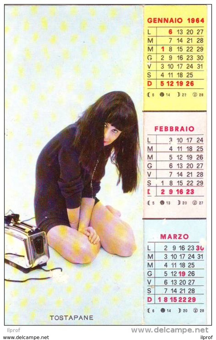 Pin-Up Calendario Gennaio-Giugno  1964 (pieghevole) - Petit Format : ...-1900