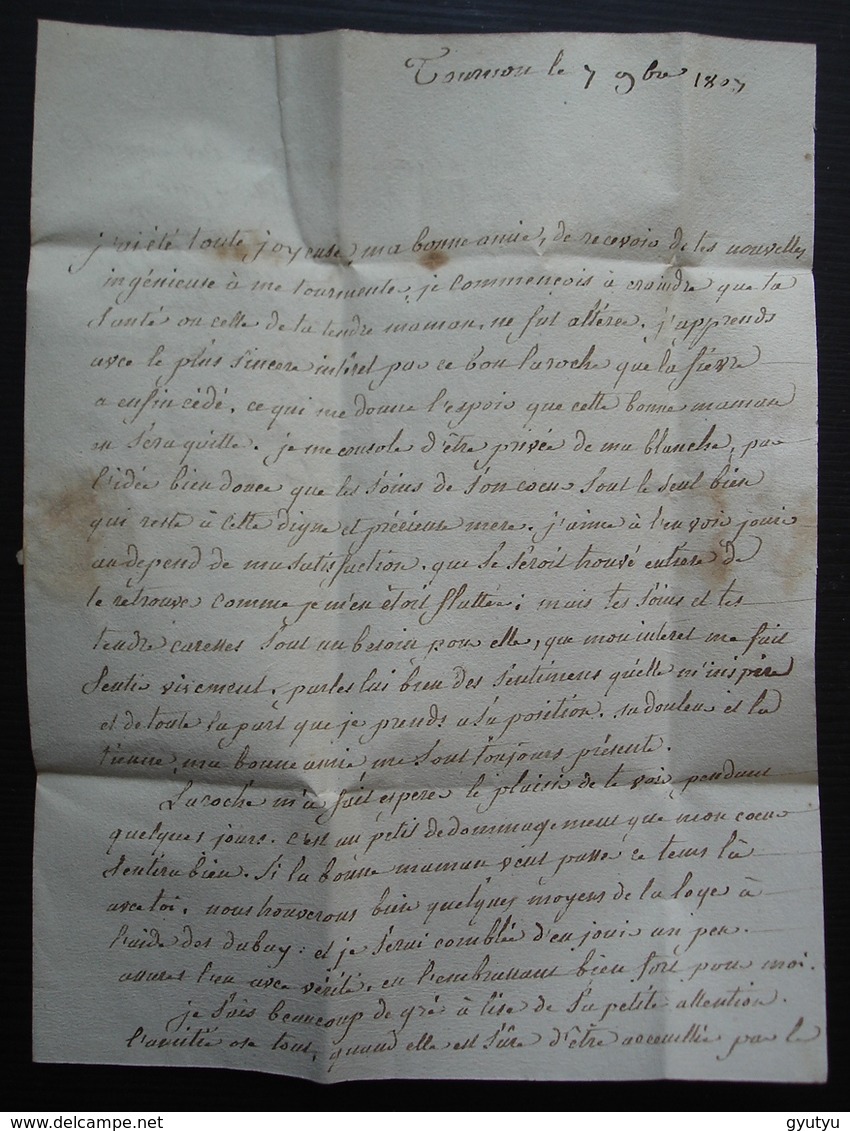 Tournon 1803 Lettre Intéressante Pour Mademoiselle De Belllegarde à Lapérouse - 1801-1848: Precursors XIX