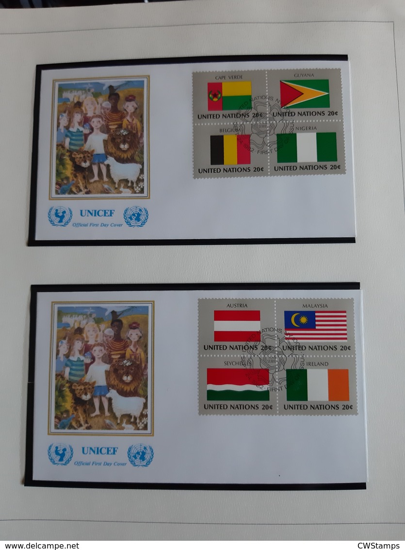 Wereld Unicef / Verenigde Naties mostly only pages with stamps photographed