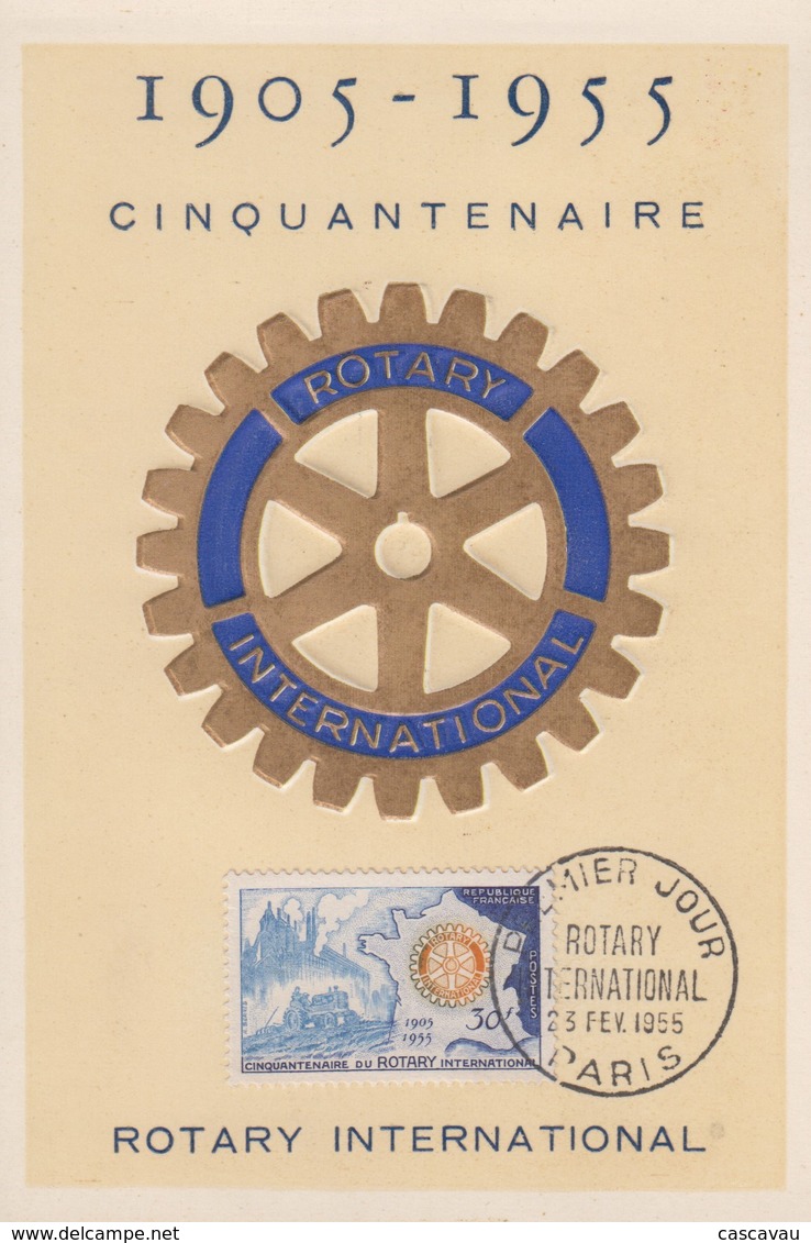 Carte Maximum  1er  Jour   FRANCE   Cinquantenaire  Du  ROTARY   INTERNATIONAL   1955 - 1950-1959