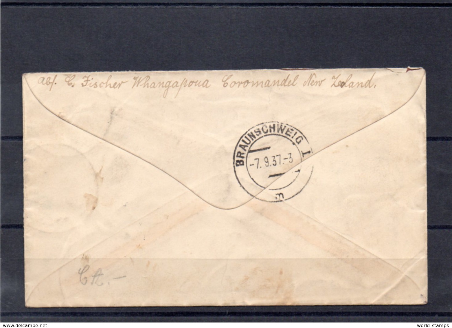 NOUVELLE ZELANDE 14/8/37 - Lettres & Documents