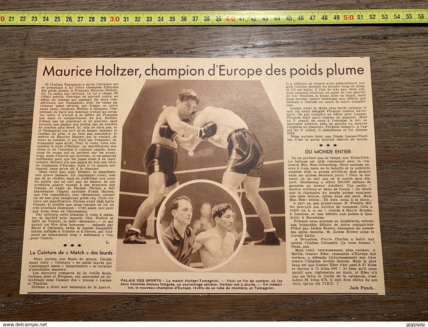 1935 M BOXE BOXEUR MAURICE HOLTZER TAMAGNINI - Collezioni