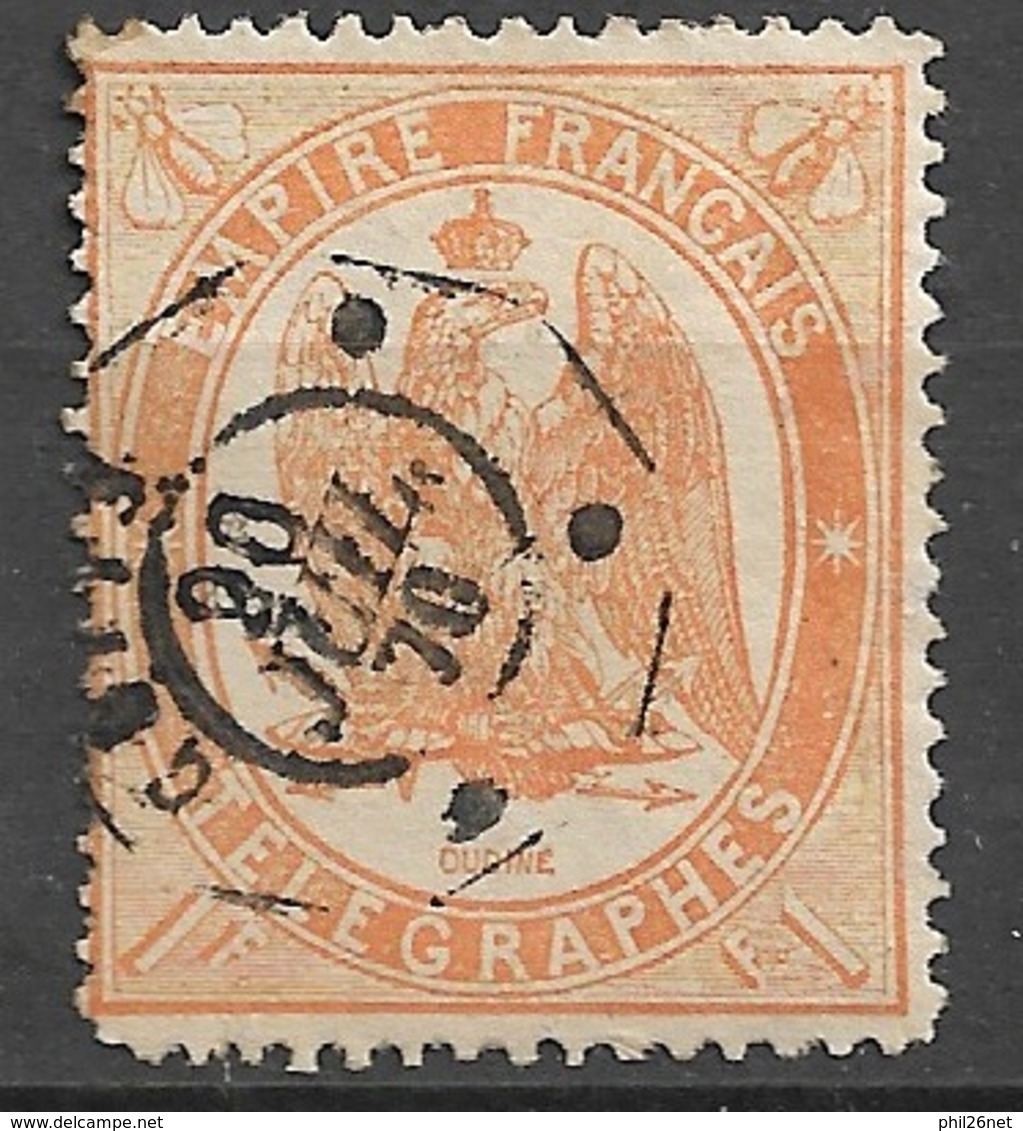 France   Télégraphes  N° 7     Oblitéré Le  20/07/1870 à Cette Cachet Octogonal   RRR    - Télégraphes Et Téléphones