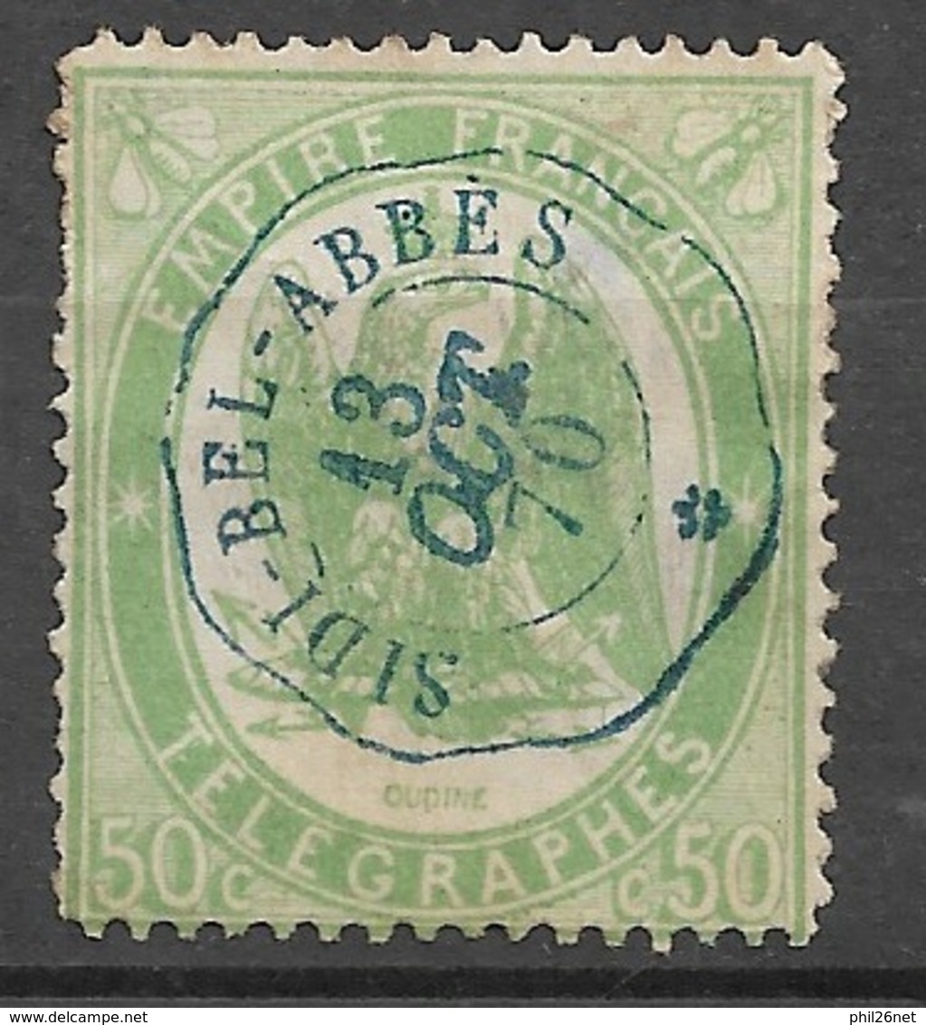 France   Télégraphes  N° 6  Oblitéré B/TB Cachet Ondulé Bleu  Sidi Bel Abbes 13/10/1870   RRR   B/TB     - Telegrafi E Telefoni