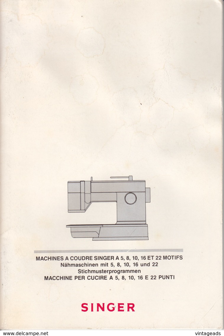 (AD382) Original Anleitung SINGER Nähmaschinen, 3-sprachig, Teil Nr. 137862-006 - Shop-Manuals