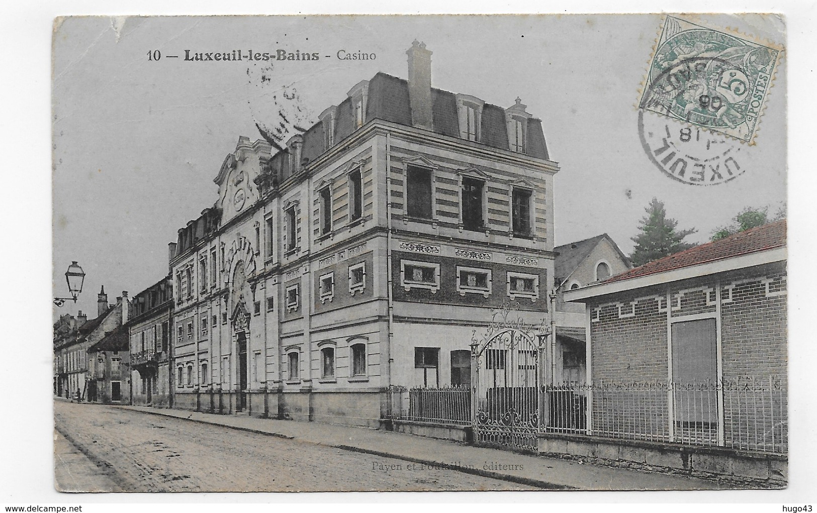 (RECTO / VERSO) LUXEUIL LES BAINS EN 1906 - N° 10 - LE CASINO - PLIS ET PETITE DECHIRURE HAUT A GAUCHE - CPA COULEUR - Luxeuil Les Bains