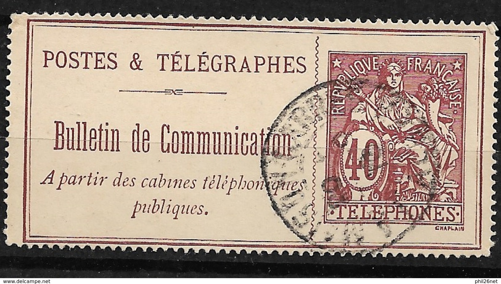 France   Téléphone Et Télégraphes  N° 26  Oblitéré Alger    B/TB      - Télégraphes Et Téléphones
