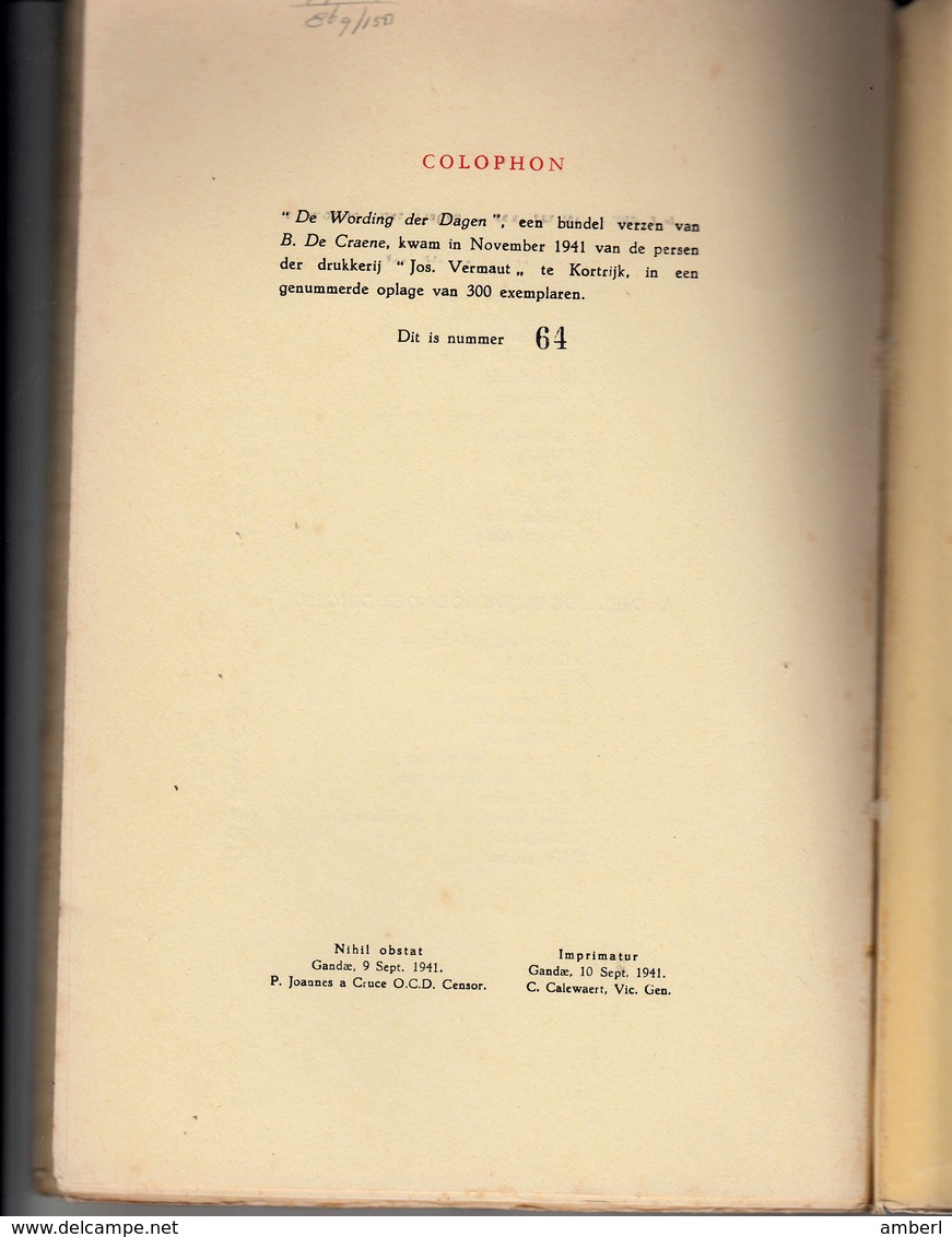 Leerne B. De Craene 3 Dichtbundels Leye Rimpelen, Leye Lisch, De Wording Der Dagen - Poetry