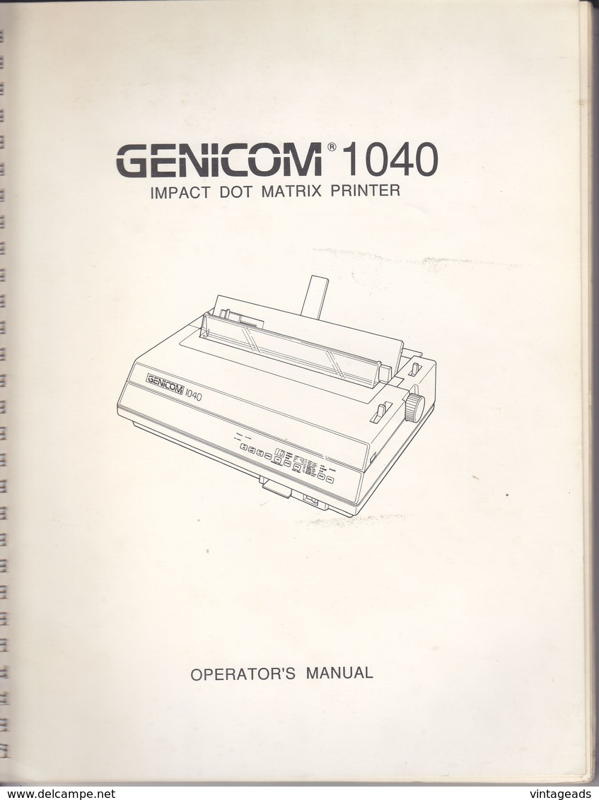 (AD389) Original Bedienungsanleitung GENICOM 1040 Impact Dot Matrix Printer - Manuales De Reparación