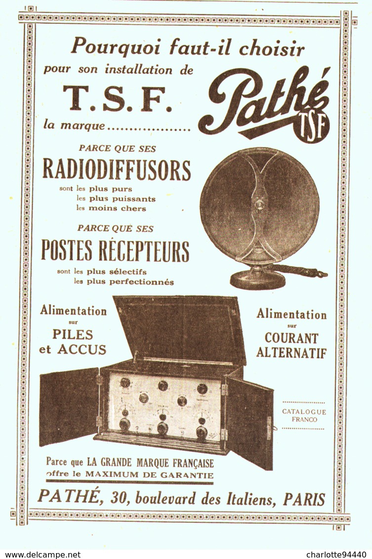 PUB TSF   " PATHE "    1928 ( 1 ) - Altri & Non Classificati
