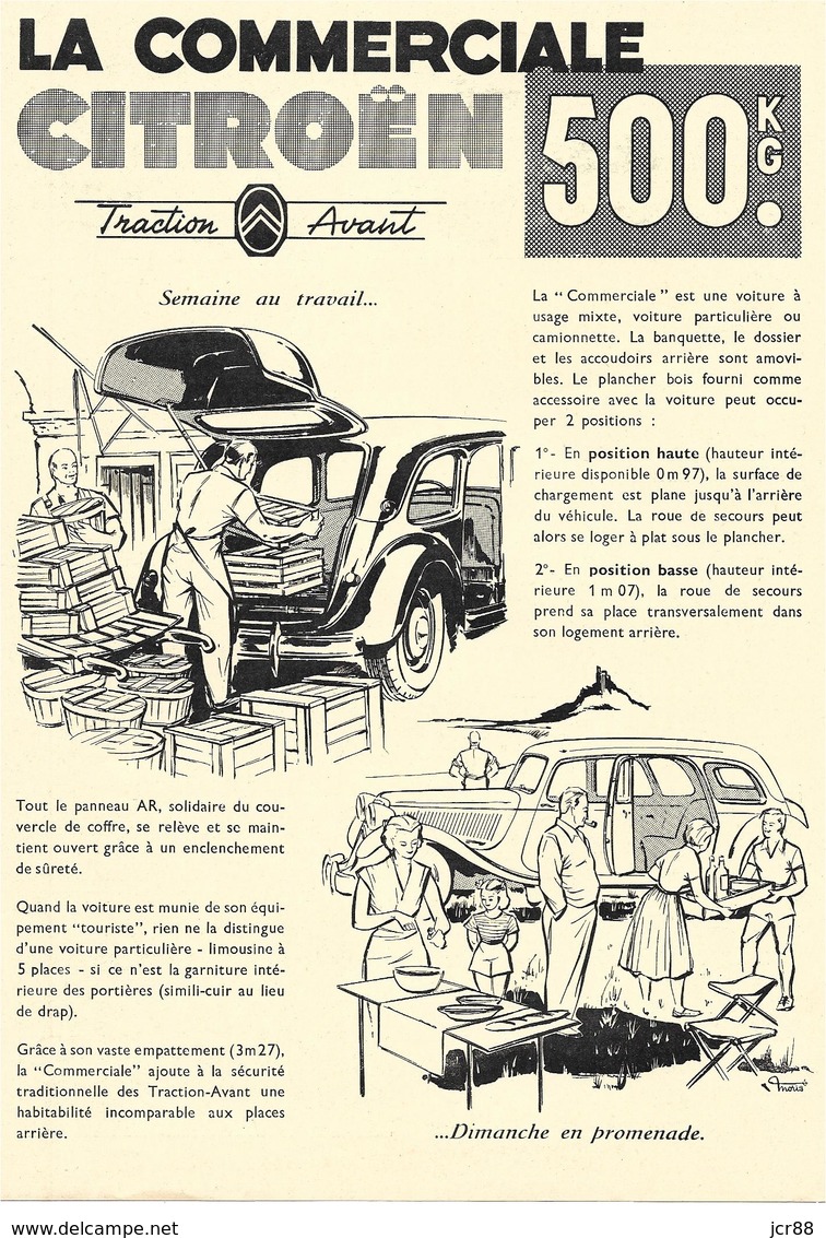 Publicité Automobile - Citroen - Traction Avant - La Commerciale - Pubblicitari