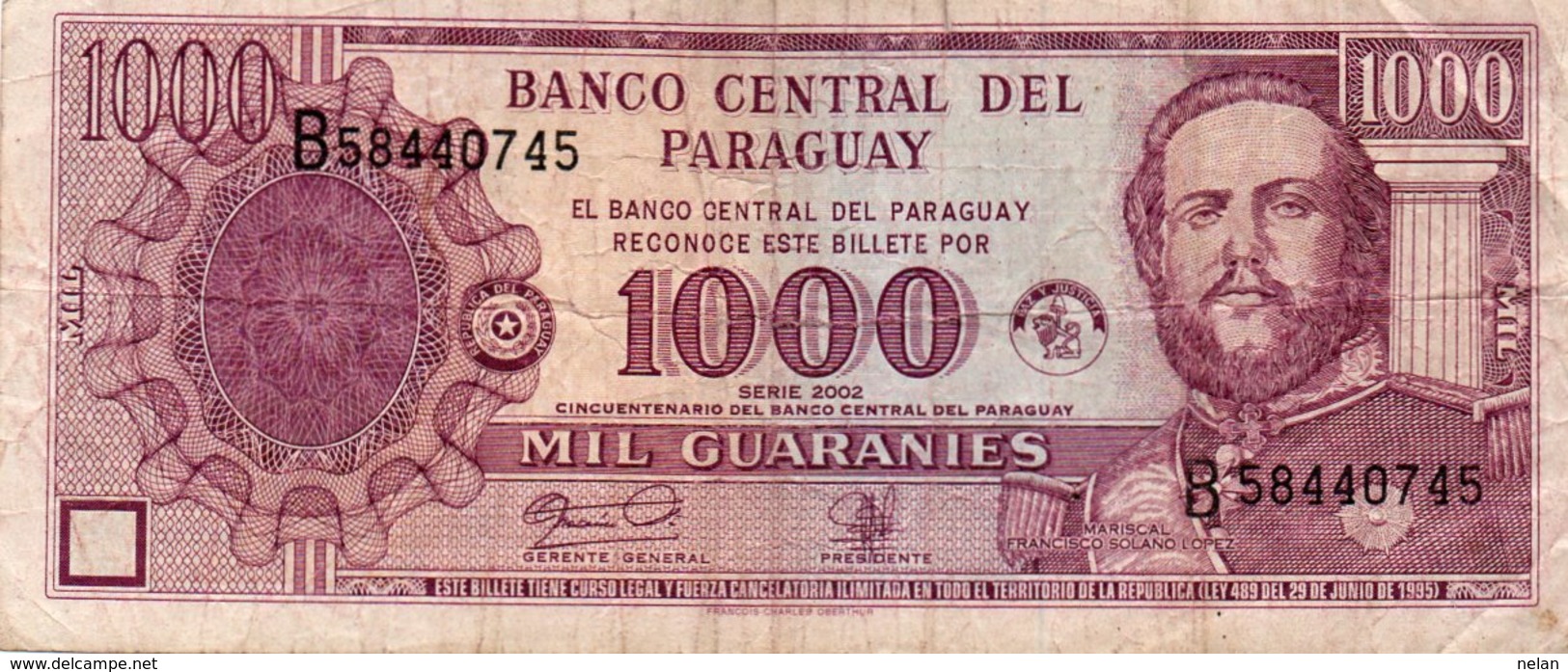 PARAGUAY 1000 GUARANIES 2002 P-221 CIRC. - Paraguay