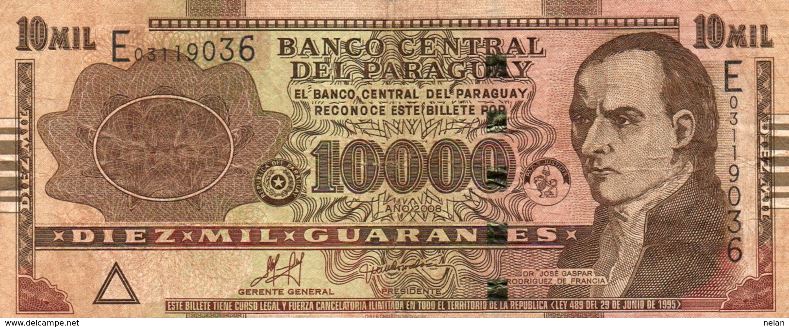 PARAGUAY 10000 GUARANIES 2008 P-224c  CIRC - Paraguay