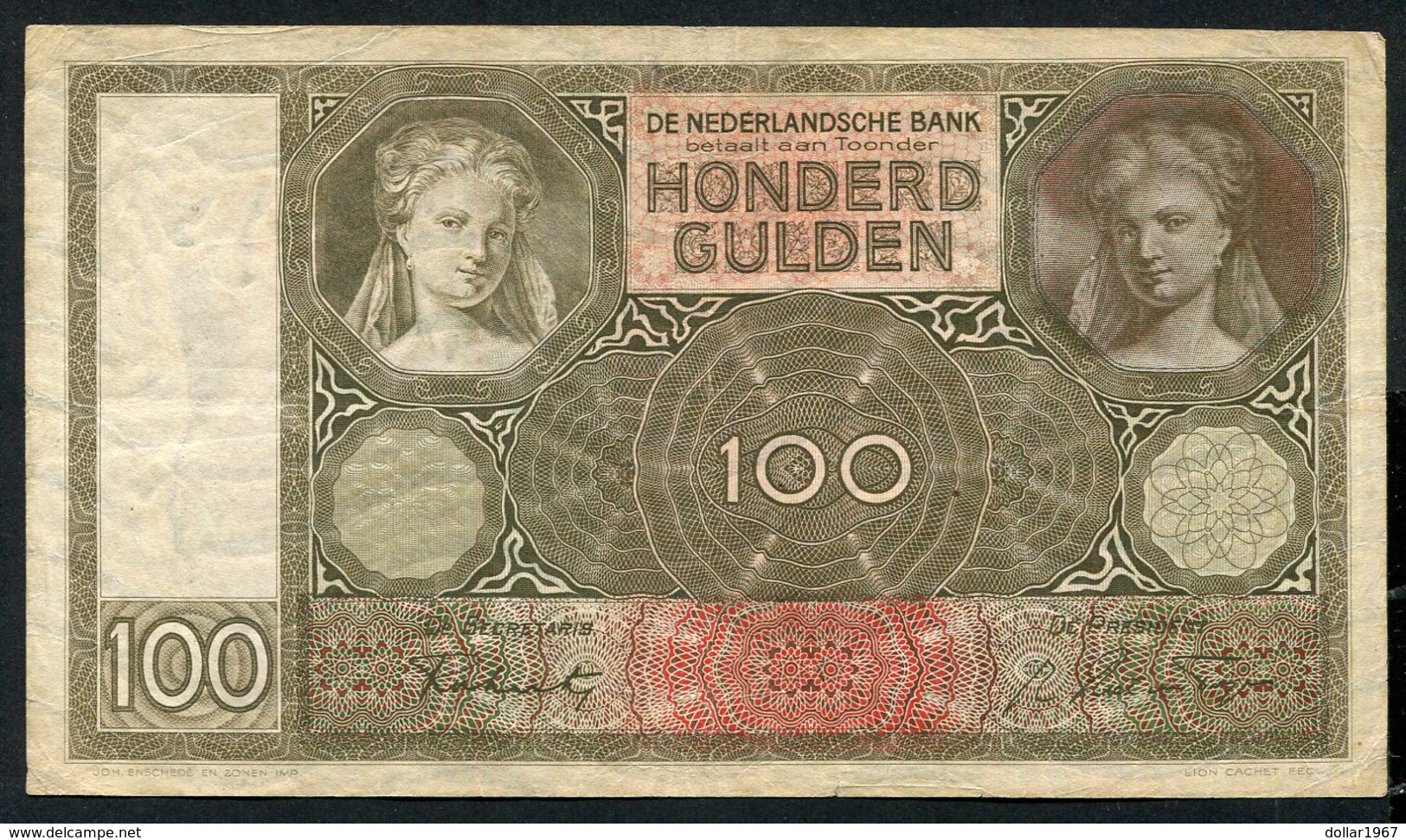 Netherlands  - 100 Gulden 1930 I 'Luitspelende Vrouw' / Fe - See The 2 Scans For Condition.(Originalscan ) - [1] …-1815 : Before Kingdom