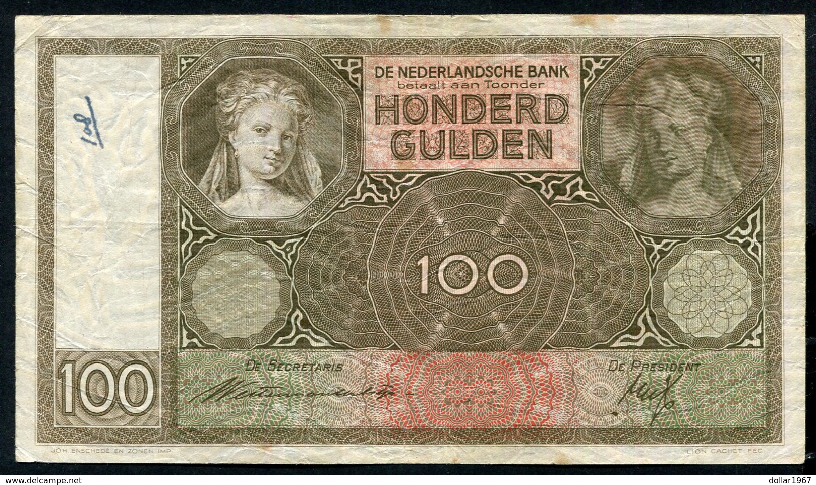 Netherlands  - 100 Gulden 1930 I 'Luitspelende Vrouw' / DD - See The 2 Scans For Condition.(Originalscan ) - [1] …-1815 : Avant Royaume