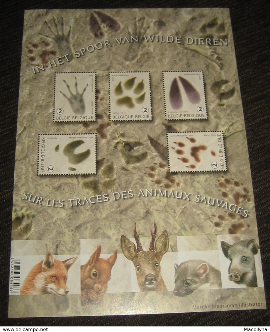 Blok 261** België 2018  In Het Spoor Van Wilde Dieren 4760/64** / Sur Les Traces Des Animaux Sauvages - 1961-2001