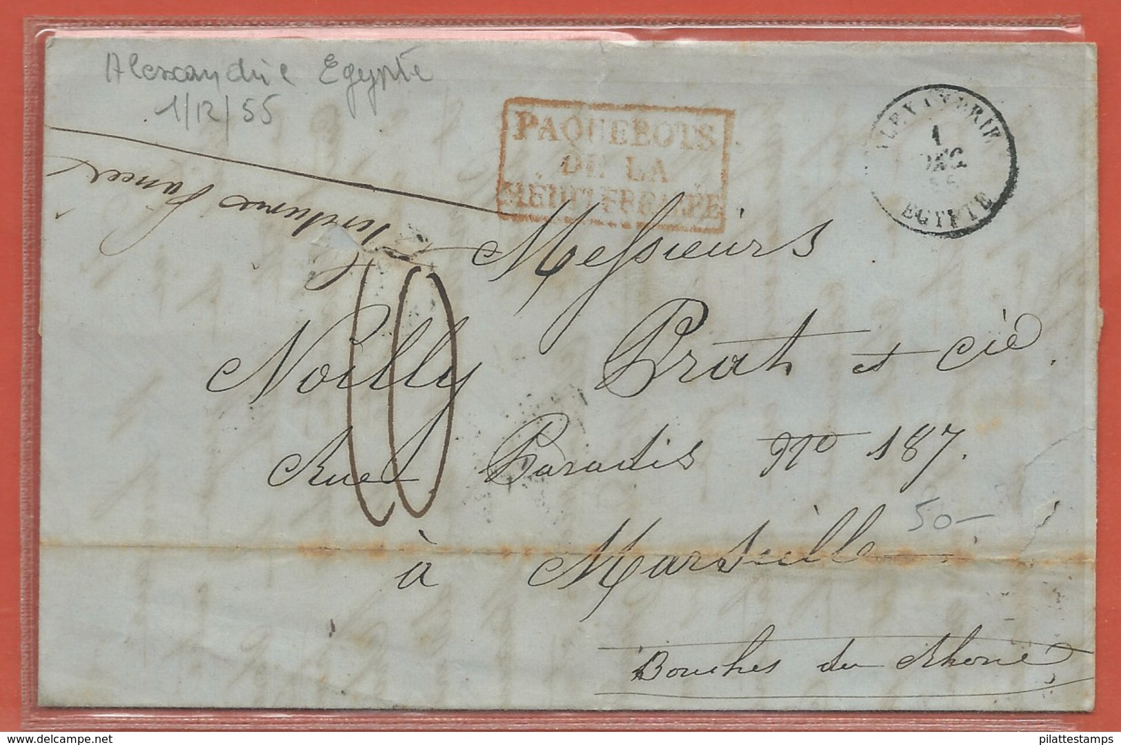 ALEXANDRIE LETTRE DE 1855 POUR MARSEILLE - Lettres & Documents