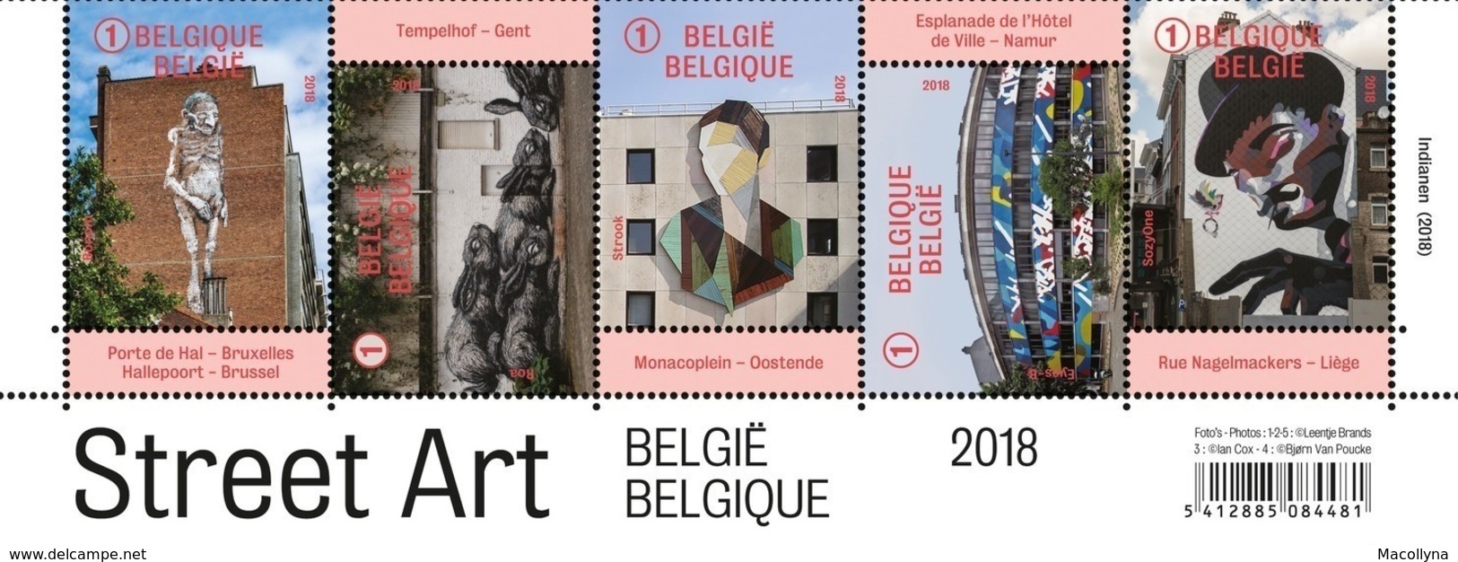 4770/74** Streetart België 2018 / Un Zoom Sur Le Street Art Belge (5 Timbres)** MNH Postfrisch - Neufs