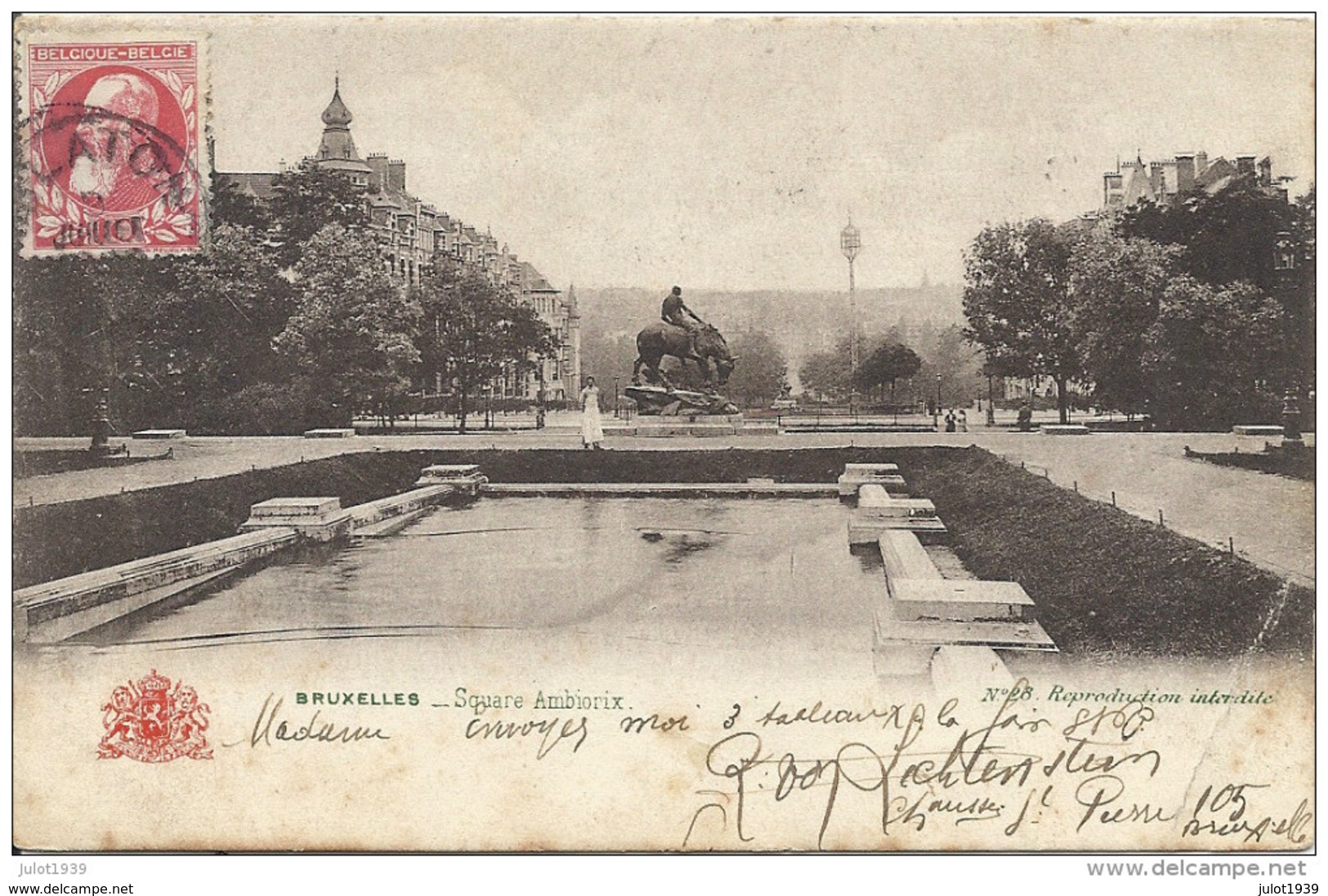 BRUXELLES ..--  SQUARE AMBIORIX . 1906 Vers VINCENNES ( Mme LEGRAND ) . Voir Verso . - Marktpleinen, Pleinen