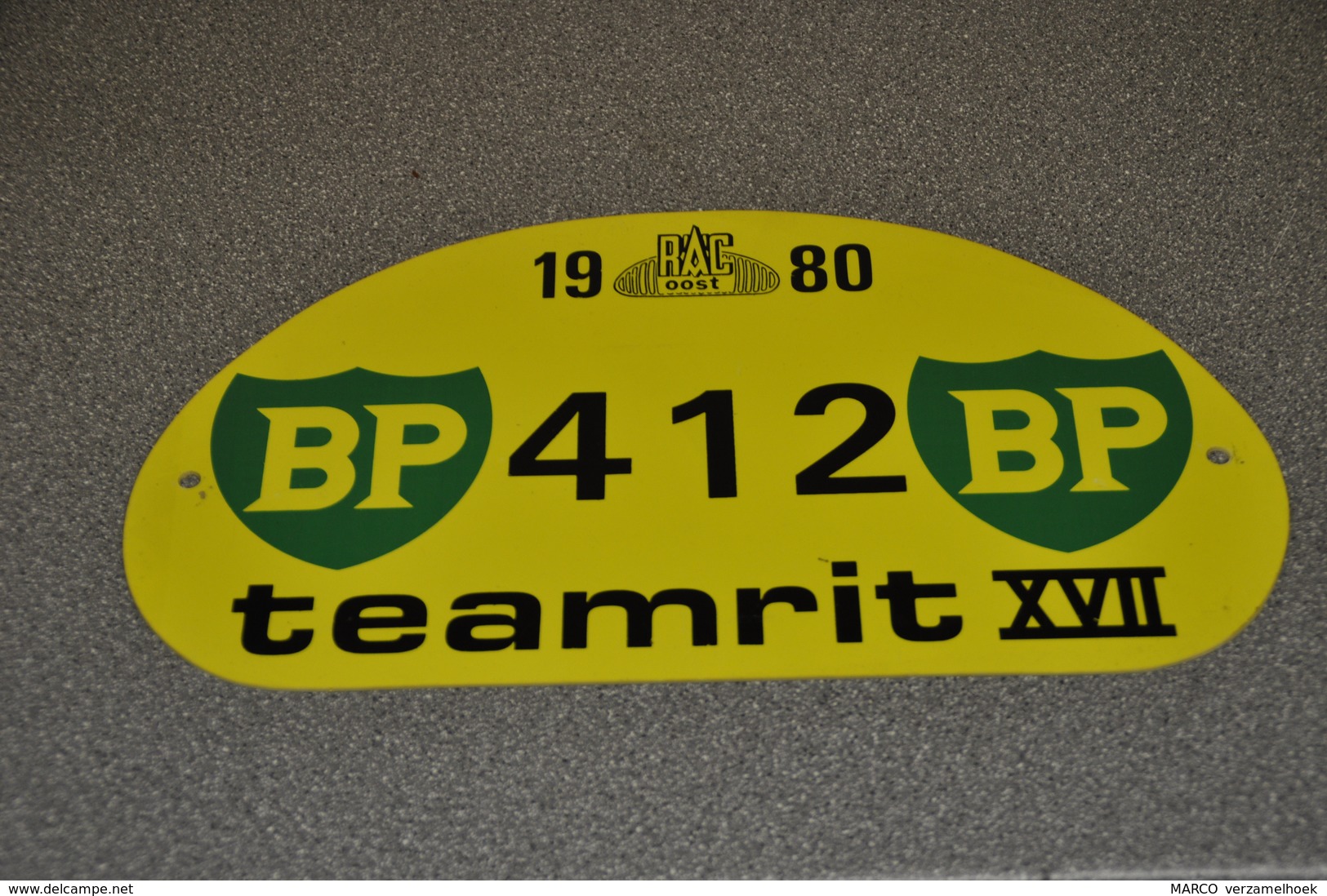 Rally Plaat-rallye Plaque Plastic: Teamrit 1980 RAC-oost BP - Rallye (Rally) Plates