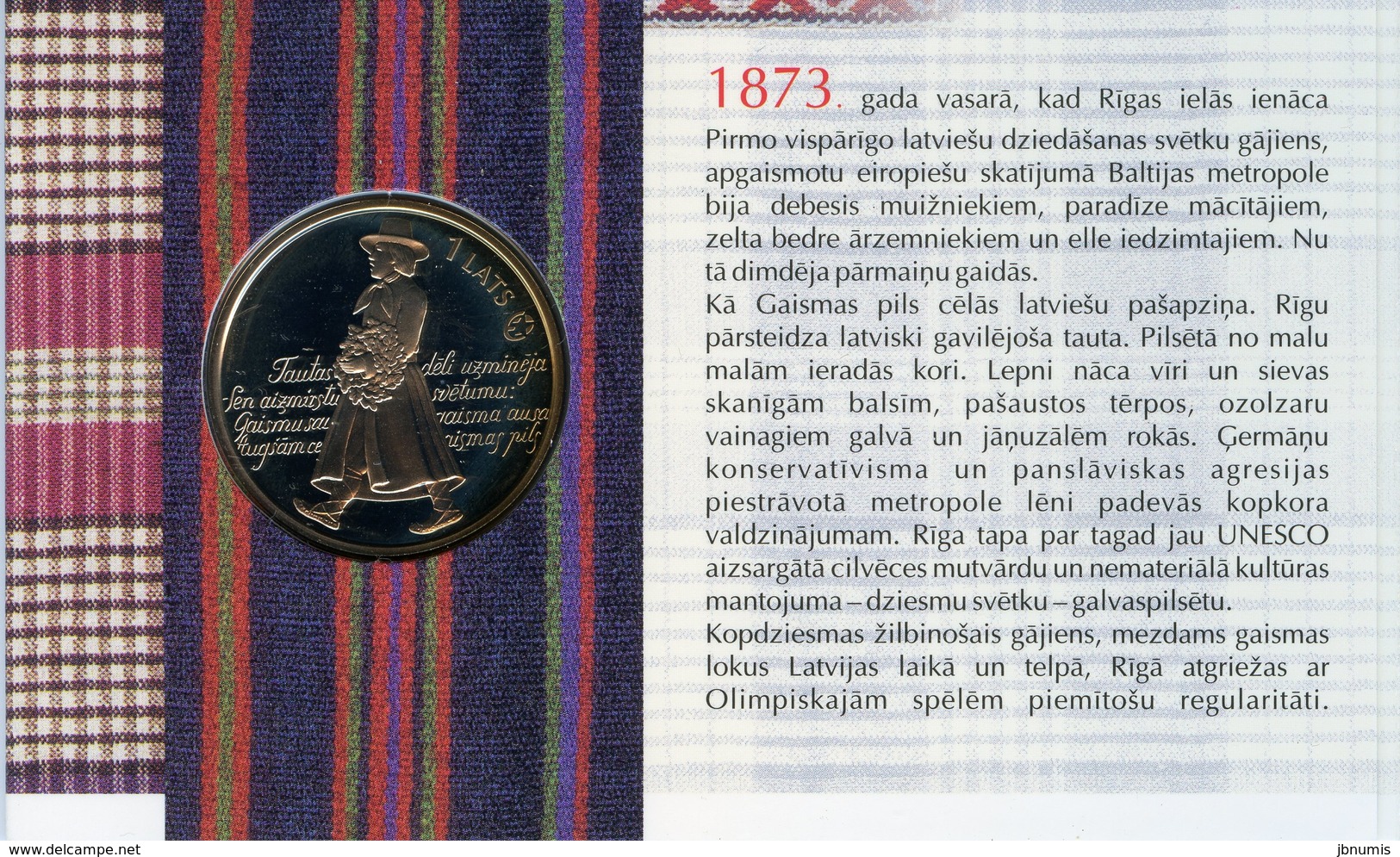 Lettonie Latvia 1 Lats 2008 Célébration De Chants Et Danses Baltes Coin Card BU KM 93 - Latvia