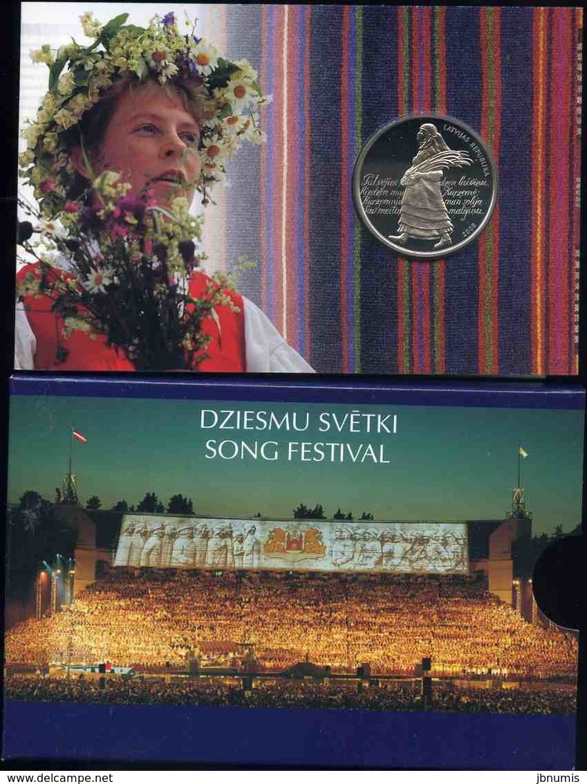 Lettonie Latvia 1 Lats 2008 Célébration De Chants Et Danses Baltes Coin Card BU KM 93 - Lettonie