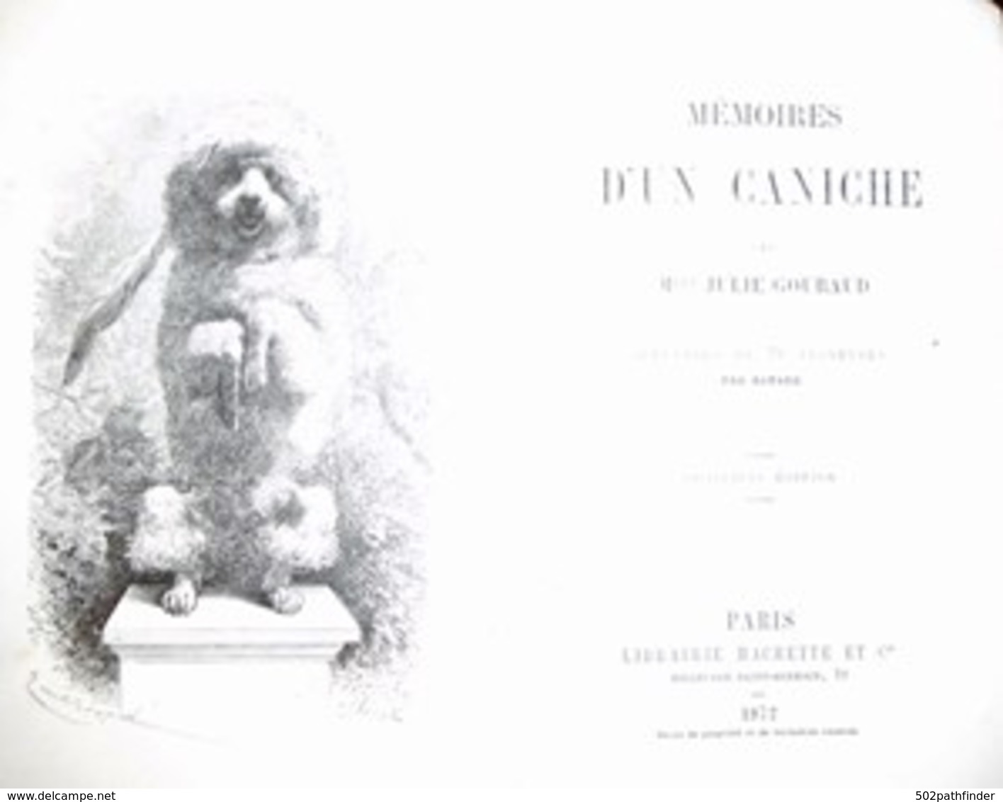 1872 Mémoires De Caniche . Mlle Julie GOURAUD Bibliothèque Rose Illustrée Libr. Hachette Imp.Lahure 75 Vign.Bayard - 1801-1900