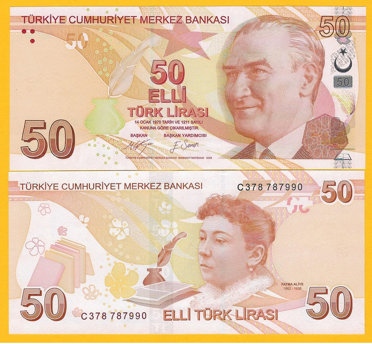 Turkey 50 Lira P-225c 2009 (2017) UNC Banknote - Turquia