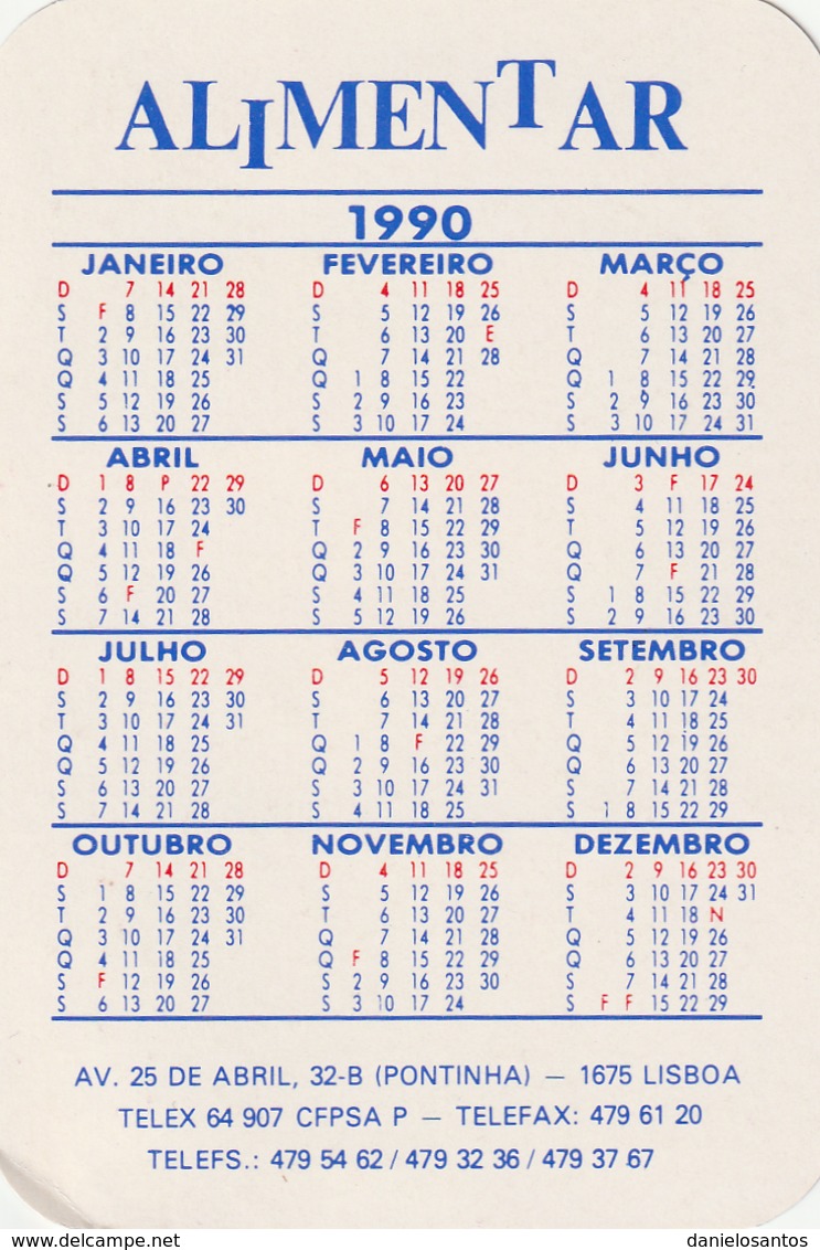 1990 Pocket Calendar Calandrier Calendario Portugal Caça Hunting Chasse Caza - Grand Format : 1981-90