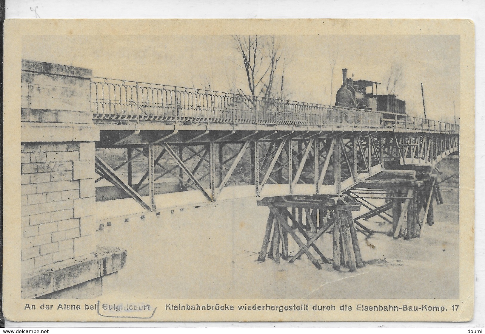 02 GUIGNICOURT Sur Aisne  C.B.R.  Carte Allemande  Chemin De Fer De La Banlieue De Reims CPA écrite En 1915 - Autres & Non Classés