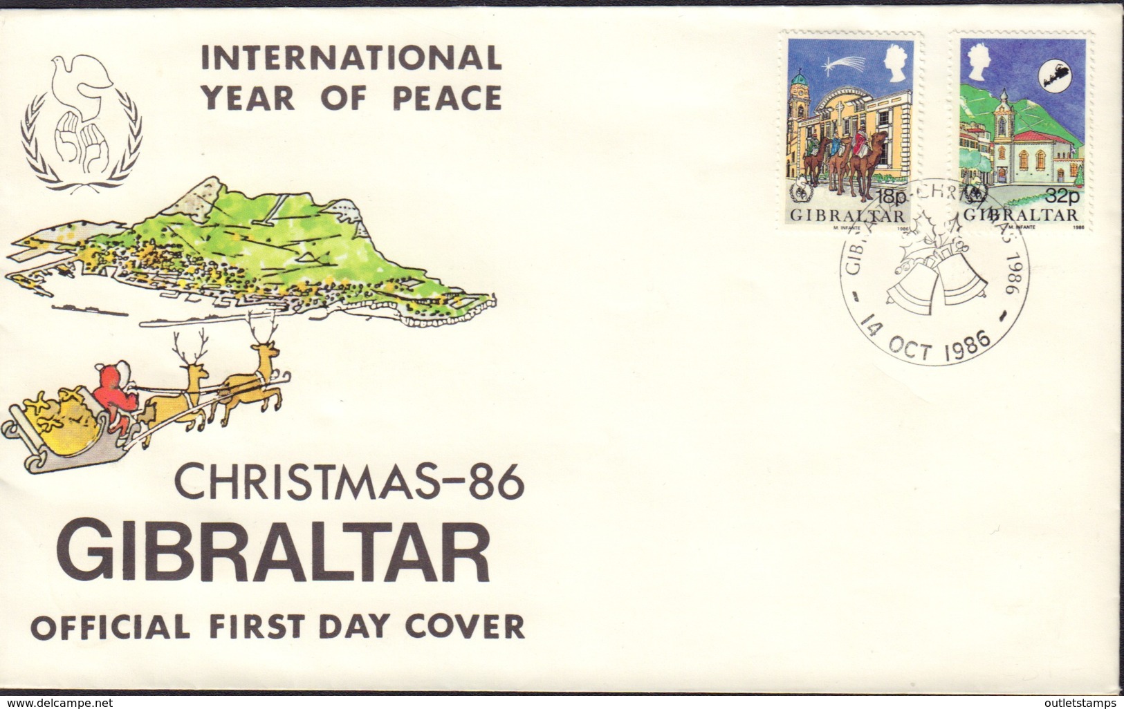 Ref. 371056 * NEW *  - GIBRALTAR . 1986. CHRISTMAS. INTERNATIONAL YEAR OF PEACE. NAVIDAD. A�O INTERNACIONAL DE LA PAZ - Gibraltar