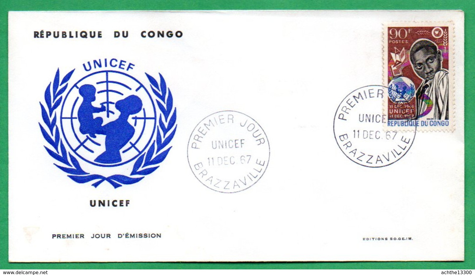 CONGO Brazzaville FDC - UNICEF - 1967 - FDC
