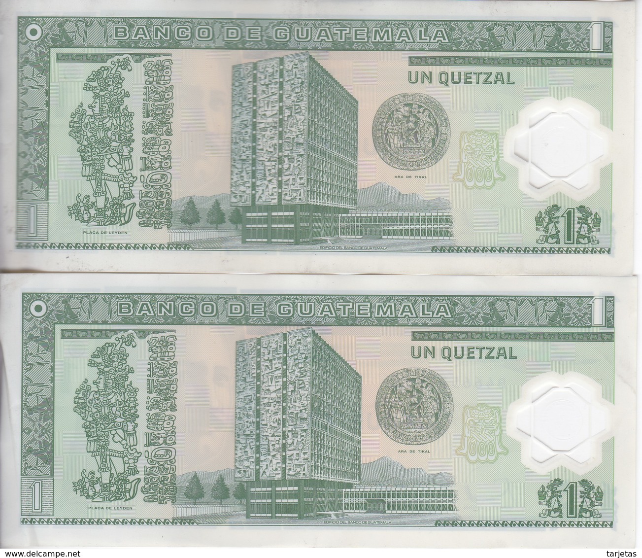 PAREJA CORRELATIVA DE GUATEMALA DE 1 QUETZAL  20 DICIEMBRE 2006 (BANK NOTE) POLIMERO - Guatemala