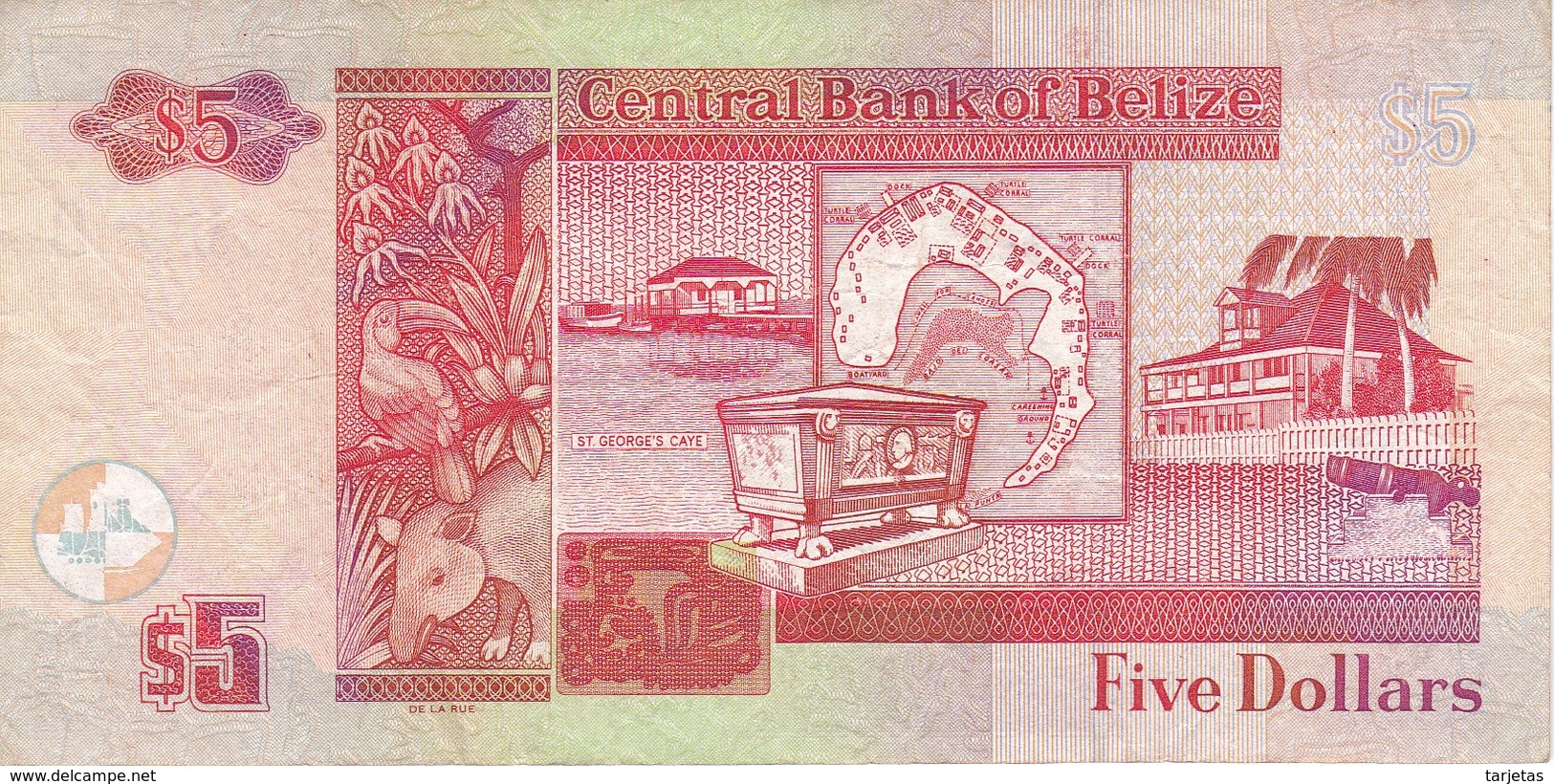BILLETE DE BELIZE DE 5 DOLLARS  DEL AÑO 2005   (BANKNOTE) - Belize
