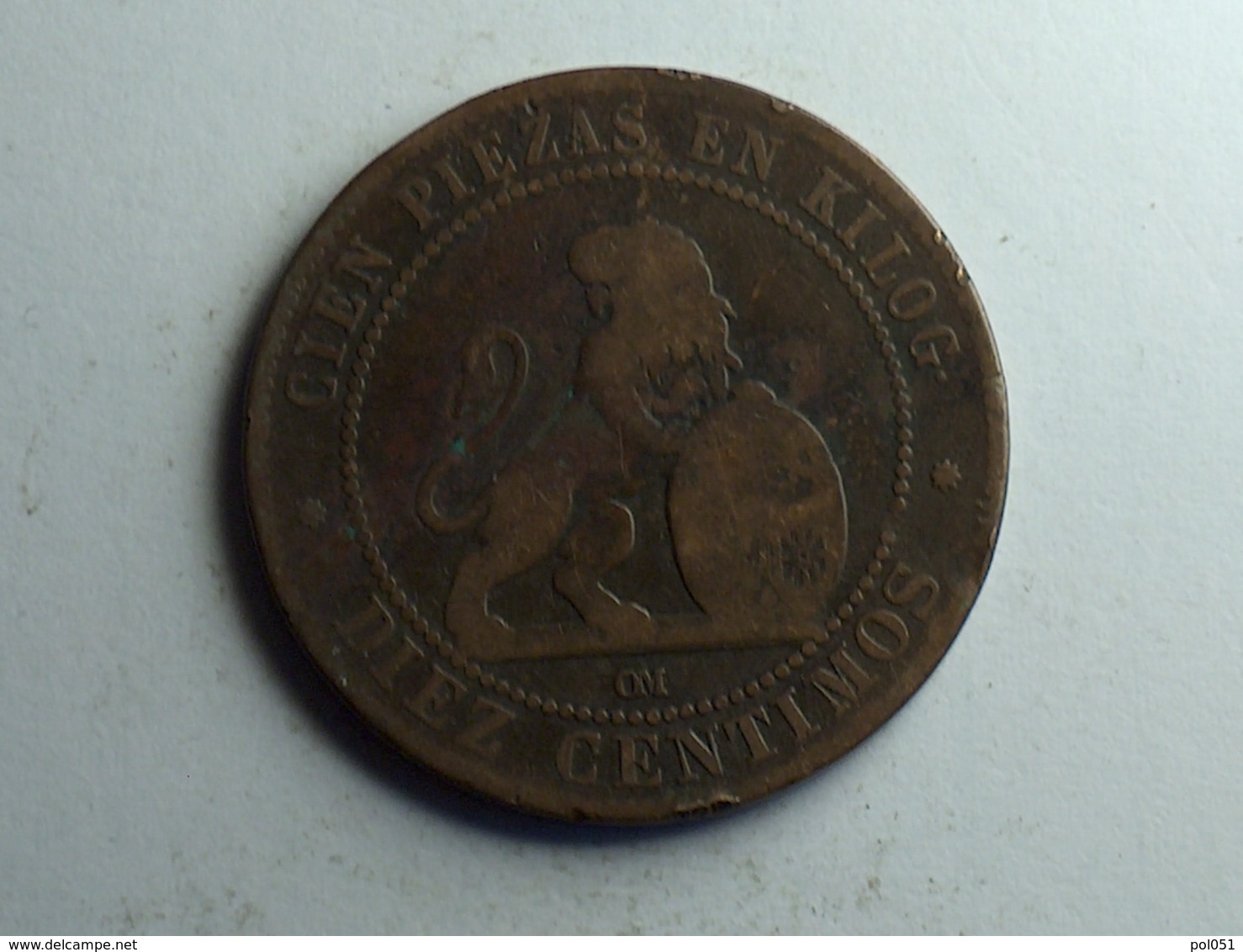 Espagne Diez Centimos 1870 OM - Münzen Der Provinzen