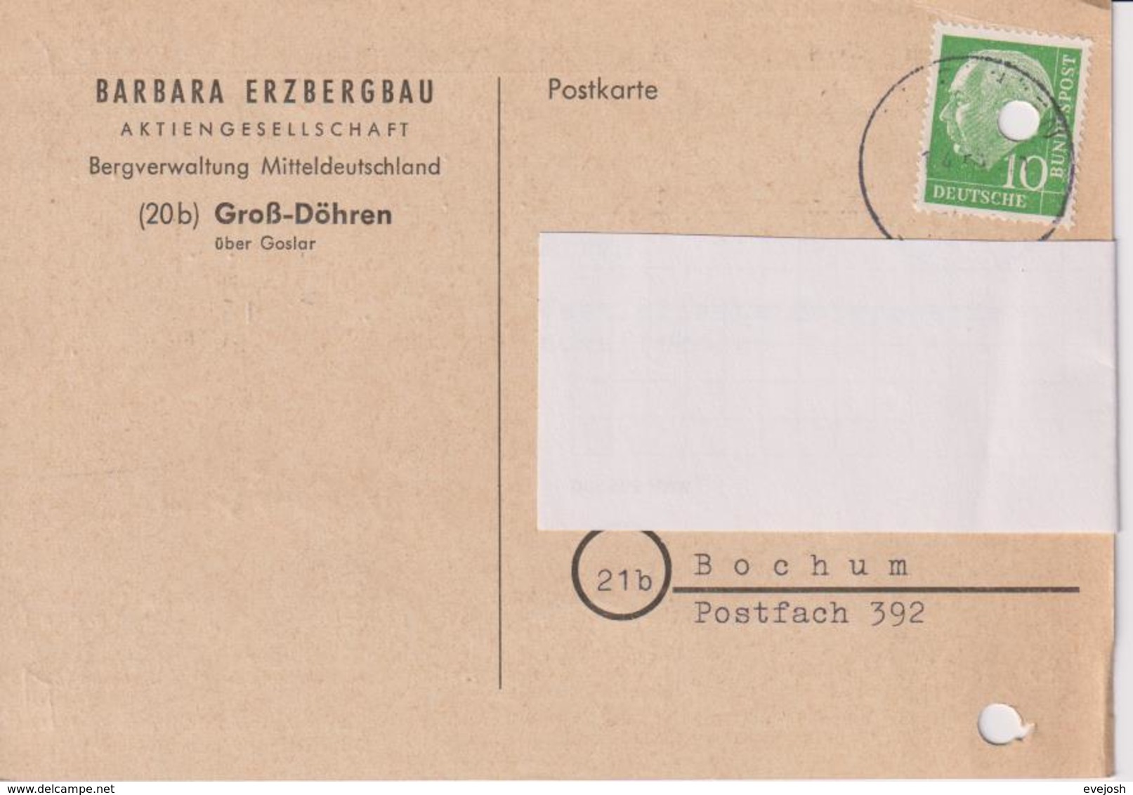 BRD, Karte Barbara Erzbergbau AG Groß-Döhren, 1959, Bergbau - Altri & Non Classificati