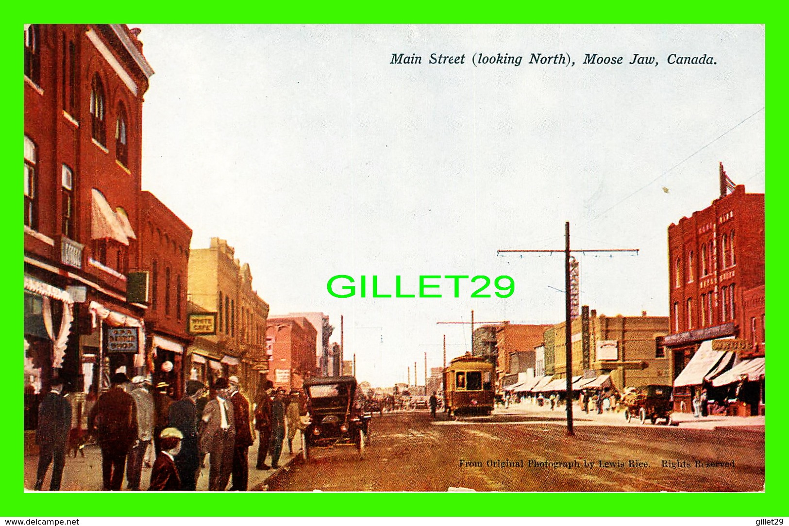 MOOSE JAW, SASKATCHEWAN - MAIN STREET, LOOKING NORTH - WELL ANIMATED - LEWIS RICE, ILLUSTRATOR & PUB. - - Autres & Non Classés