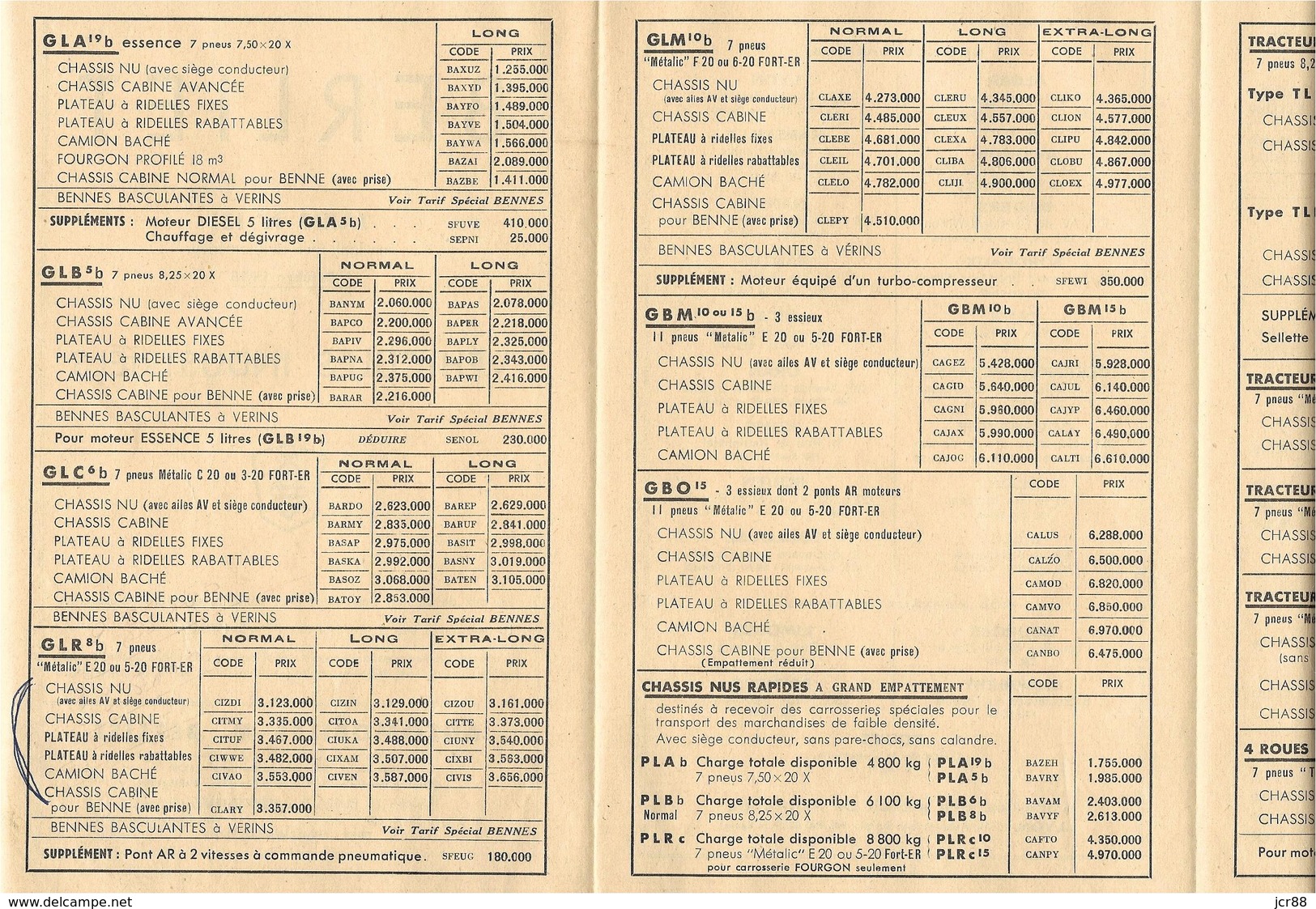 Publicité Automobile - Véhicules Industriels Berliet Tarif 1955 - Publicités