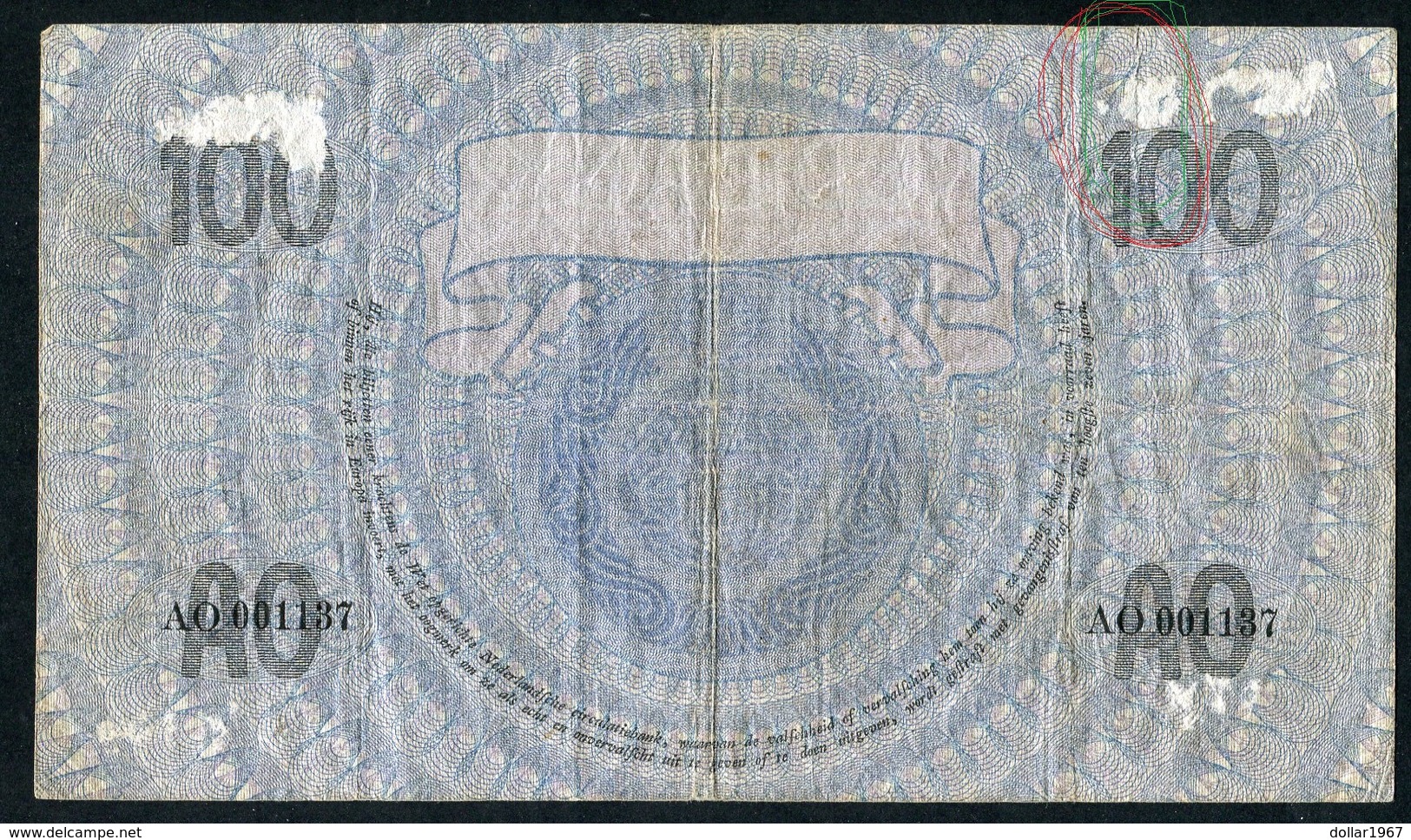 Netherlands  - 100 Gulden 1921 'Grietje Seel' 116-1B - 80.1B  - See The 2 Scans For Condition.(Originalscan ) - [1] …-1815 : Ante Regno