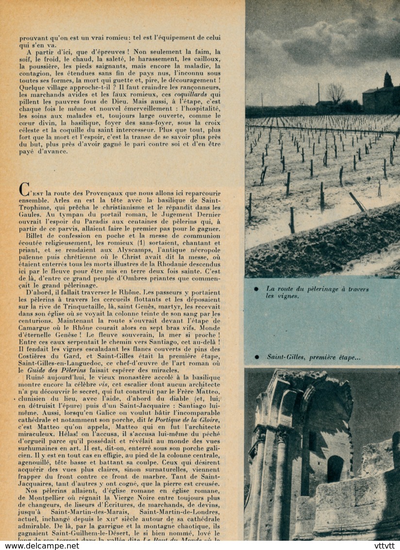 1957 : Document, CHEMIN DE COMPOSTELLE, Roncevaux, Arles, Saint-Trophime, Saint-Gilles, Burgos, Saint-Sernin, Toulouse.. - Non Classés