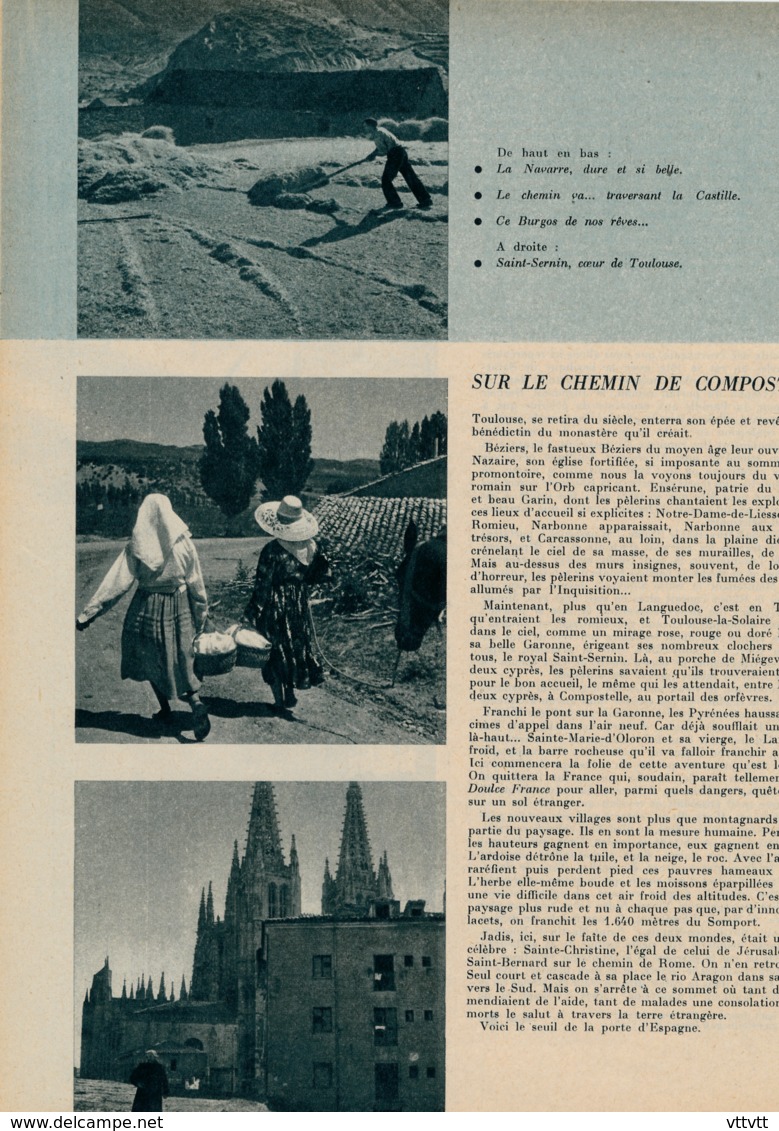 1957 : Document, CHEMIN DE COMPOSTELLE, Roncevaux, Arles, Saint-Trophime, Saint-Gilles, Burgos, Saint-Sernin, Toulouse.. - Non Classés