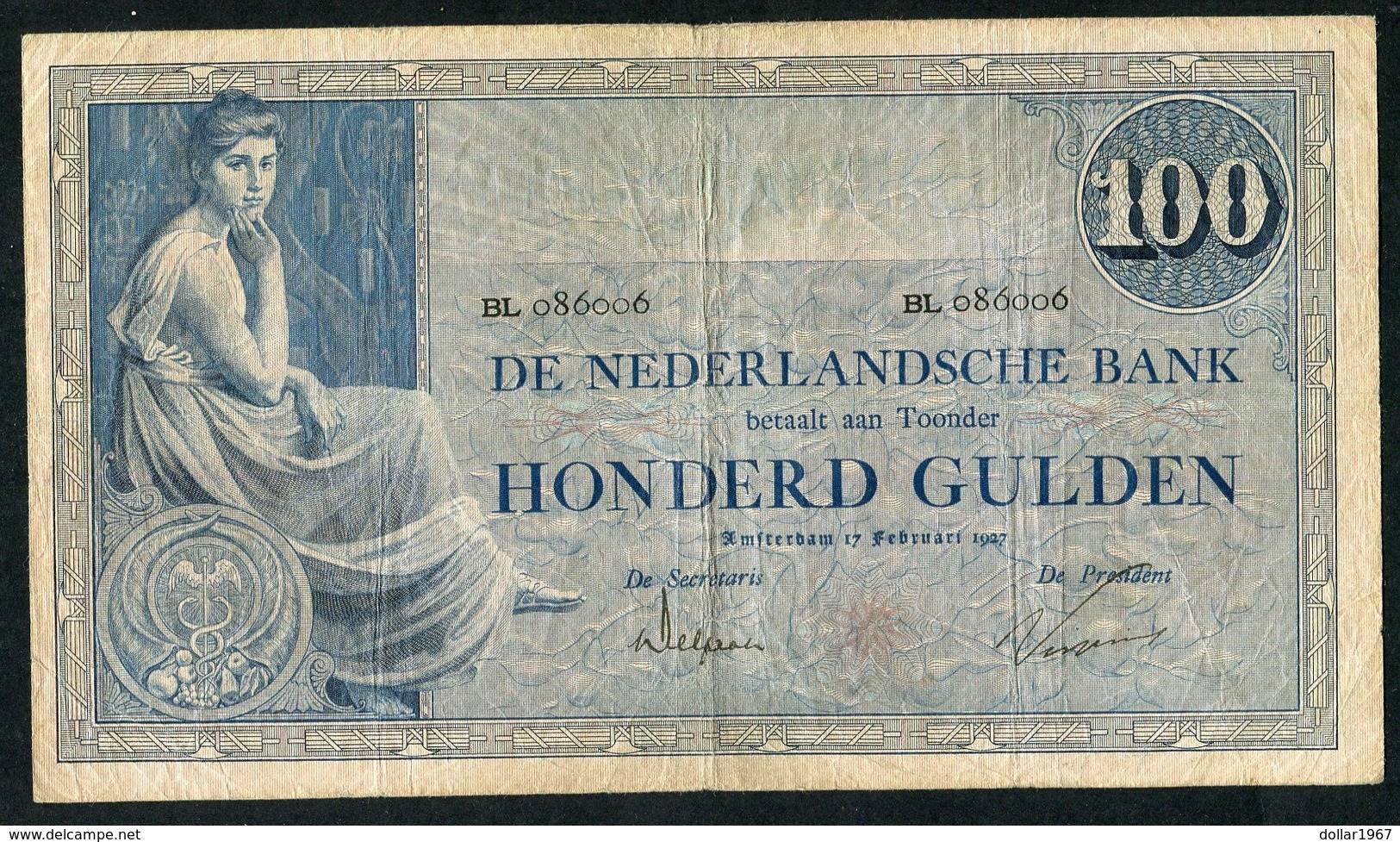 Netherlands  - 100 Gulden 1921 'Grietje Seel' 116-3B - See The 2 Scans For Condition.(Originalscan ) - [1] …-1815 : Before Kingdom